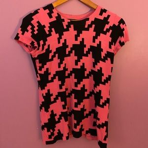 INC short sleeve pink and black sweater, size medium